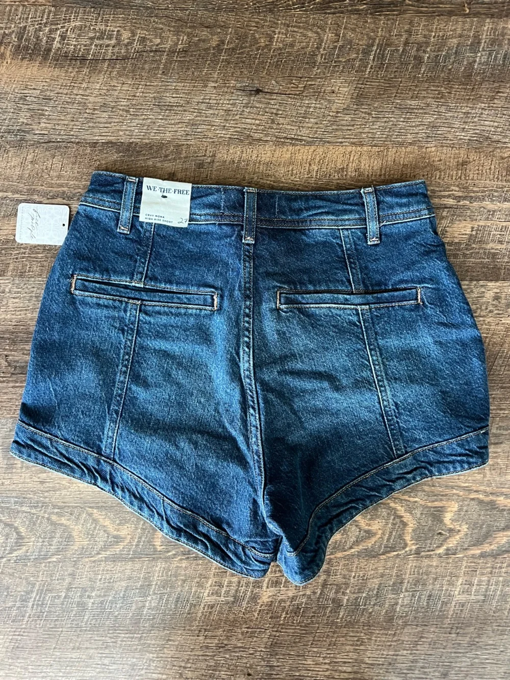 Free People Mona CRVY high rise Dark Wash Denim Jean Shorts- size 27